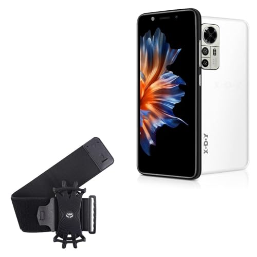 BoxWave Holster Compatible with Xgody Y17 - ActiveStretch Sport Armband, Adjustable Armband for Workout and Running - Jet Black