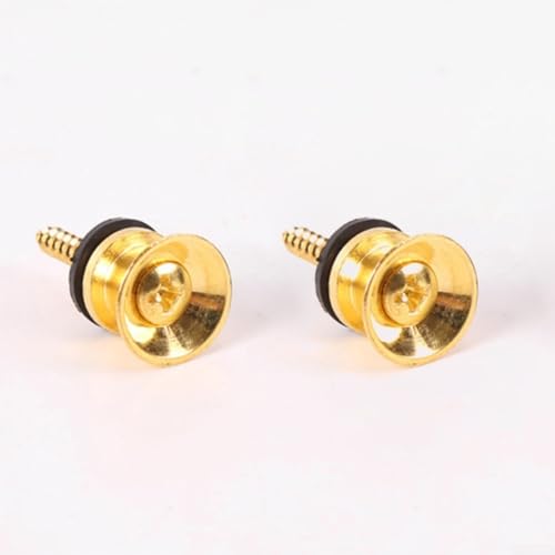 Lot de 2 boutons de verrouillage pour sangle de guitare - Pièces de verrouillage - Accessoires de rechange pour guitare acoustique folk (doré)