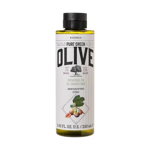 KORRES OLIVE FIG gel doccia idratante per una pelle morbida, con olio extra vergine di oliva, al profumo di fichi freschi, vegano, senza siliconi e parabeni, 250 ml
