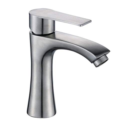 Robinet mitigeur monotrou en acier inoxydable 304 brossé pour vasque design de salle de bain
