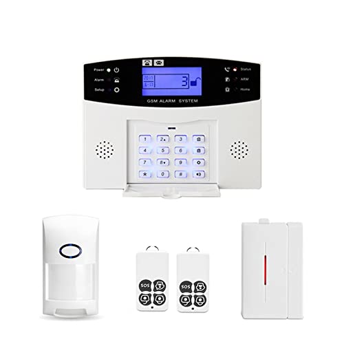 Kit Alarma Casa, GSM Sistema de alarma inalámbrico Alarma de ladrillo de inicio inteligente Pir Sensor de humo con botones de funcionamiento de 105db Treble Siren(E5PCS)