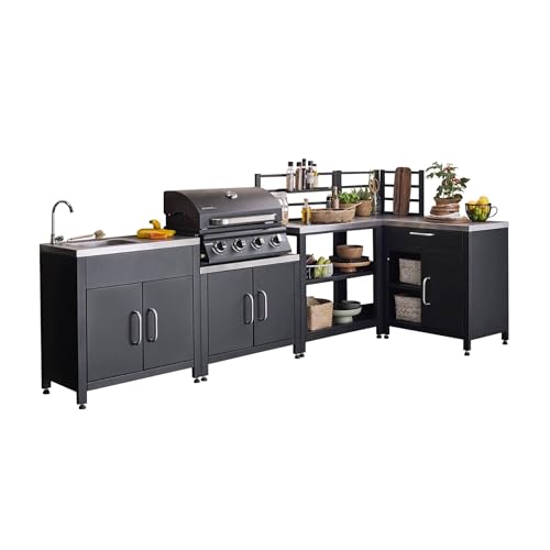 sweeek - Cuisine extérieure 5 modules en Acier Inoxydable avec Barbecue gaz 4 brûleurs
