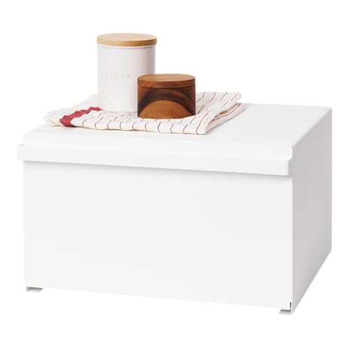 Yamazaki Home Tower Bread Box Keeper Holder Container, Metal Bread Holder Saver, Slim Space Saving Counter Storage - Horizontal - Steel
