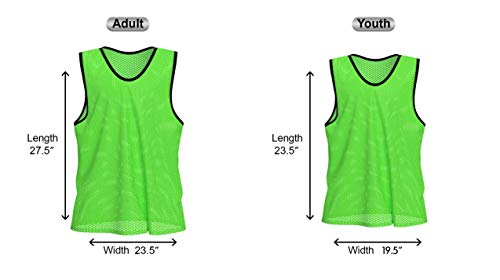 Unlimited Potential Nylon Mesh Scrimmage Team Practice Vests Pinnies Jerseys Bibs for Children Youth Sports Basketball, Soccer, Football, Volleyball (12 Pack, 6 Green/6 Blue, Adult)