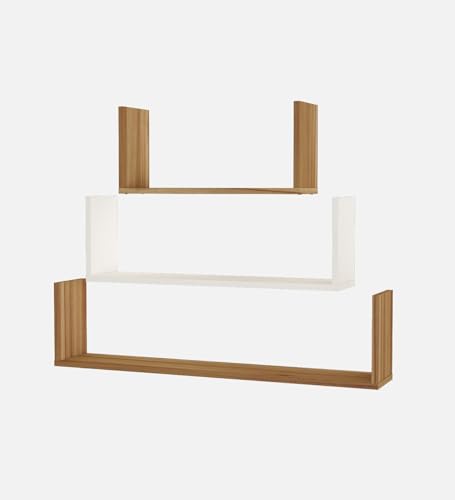 Image of Kite Multipurpose Modular Wall Racks /Shelves /Organiser /Decor Particle Board Wall Shelf (Number of Shelves - 3, Beige, White)