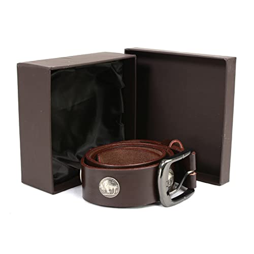 Milwaukee Leather MP7107 Men's 5 Cent Buffalo Coin - Brown Leather Belt w/Interchangeable Buckle - 1.5 inches Wide2