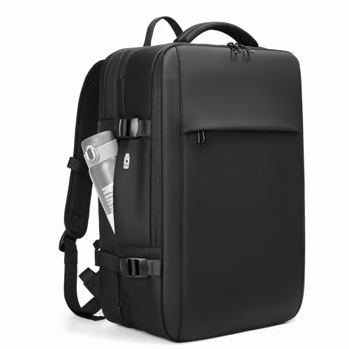 Image of Vacuum Seal Travel Backpack 60L Expandable Air Compression System, Water Resistant Airline Approved Carry-On Suitcase Luggage, Black - Vacuum Pump Included