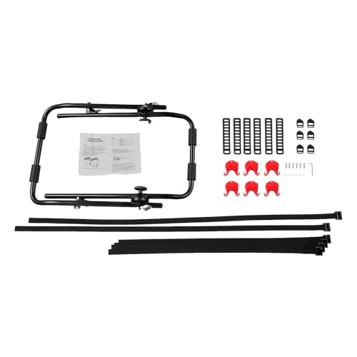 DOONARCES Car Bicycle Rack 3-Bike, Vehicle Trunk Mount Bike Rack F Frame Foldable Bicycle Carrier Holder for Most Cars SUV Sedan Hatchback Minivan, 88lbs Load, Black+Red