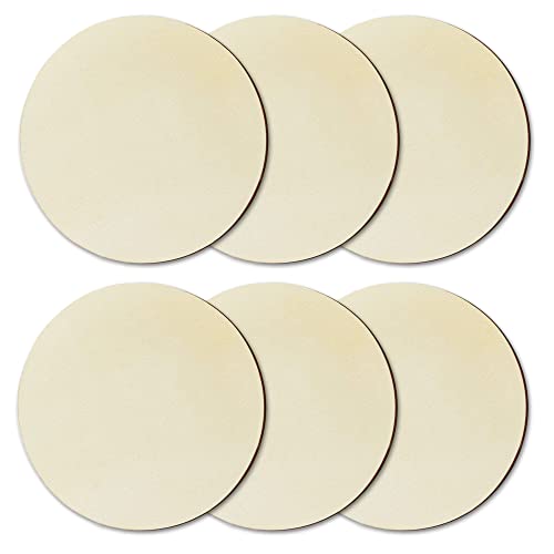 Haohai 6 Pieces 15cm Wood Circles for Crafts Unfinished Round Wood Plaque, Wooden Cutouts for Door Design Painting (6Pcs 15cm)