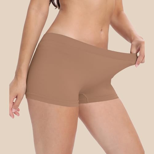Image of R RUXIA Women's Boyshorts Underwear Seamless Boy Shorts Panties Soft Stretch Boxer Briefs 5 Packs(Regular & Plus Size)