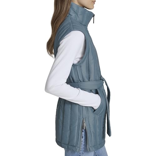 Andrew Marc Women's Self Tie Quilted Tunic Length Vest2