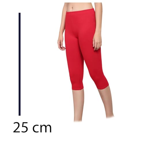 Image of True Women's WEAR Soft Cotton Lycra 3 /4 Leggings Perfect Combination of Elegance and Comfort |Women 3 /4th Cotton Plain Capri 3 /4 Capris Leggings for Women, Women's Slim Leggings
