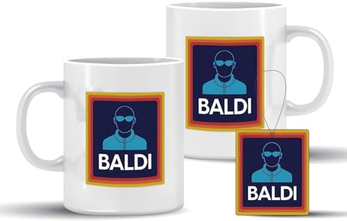 Playcrate Funny Baldi Man Mug Ceramic Cup – Funny Gift Hilarious Novelty Joke for Bald Dad, Stepdad, or That Special Someone – Includes Car Air Freshener