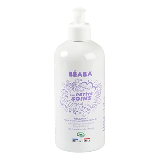 BÉABA, Gel-Champú Bebé, Cuerpo y Cabello, Certificado COSMEBIO, Fabricado en Francia, 99% de Ingredientes de Origen Natural, con Aceite de Oliva Ecológico, Bote 100% Reciclable, 500ml