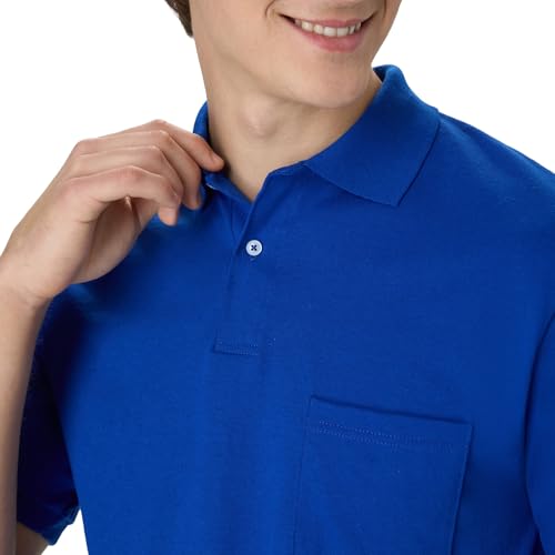 Hanes Men's Short-Sleeve Jersey Pocket Polo (Pack of 2), Deep Royal, XX-Large - image 6