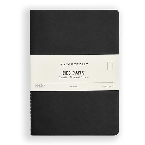 Image of myPAPERCLIP NeoBasic A5 Dot Grid Notebook | 80 GSM, 192 Pages | 250 GSM Soft Card Cover | A5 (5.83 inch x 8.27 inch) | Dotted Bullet Journal | Black