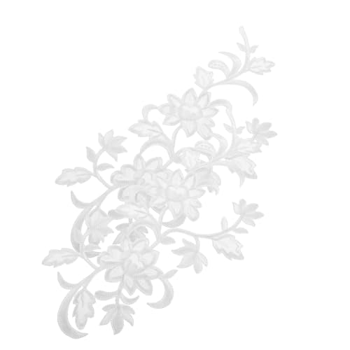 LOLIPPYY Appliques en Dentelle Blanche Brodées Thermocollantes pour Customisation de Vêtements, Robes et Articles de Couture à Coudre ou Repasser