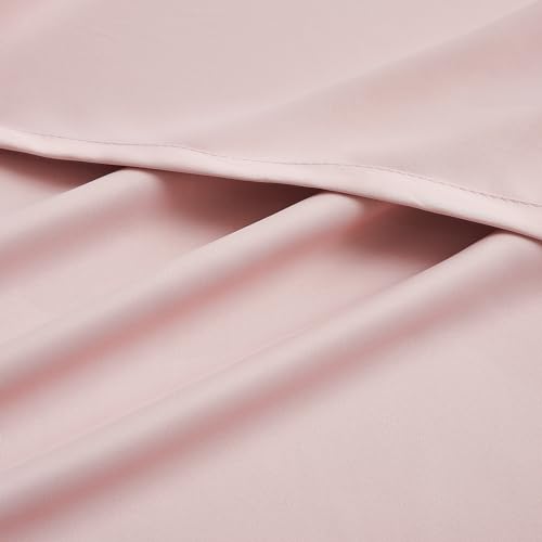 Image of IVAZA Living Room Bedroom Room Darkening Thermal Insulated Polyester Solid Blackout Curtain Noise Reducation Long Door Curtain 9 feet Set of 2(Peach)