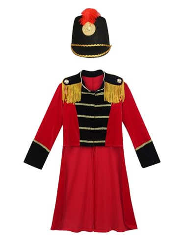 Kids Boys Circus Ringmaster Long Sleeves Tailcoat Jacket Coat with Band Knight Hat3