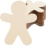 AWIZOM 36 Pcs Gingerbread Man Wooden Cutouts Unfinished Wooden Gingerbread Men Shapes Cut Outs Blank Wood Christmas Cutouts Wood Xmas Ornaments Slices for DIY Crafts Xmas Christmas Decor,4x4.7