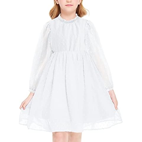 Girls Dress Long Sleeve Ruffle Dress Casual A-line Princess Dress Party Dresses Elegant Dresses Wedding School Clothes for Kids Girls 3-8 Years Cover