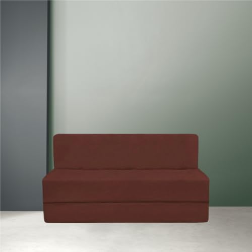 Image of PUM PUM 2-Seater Sofa Cum Bed | EPE Foam Foldable Mattress for Living Room & Guest Use,Brown