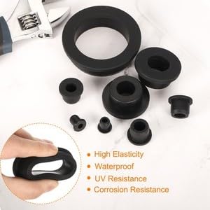 #US 10Pcs 1/2" ID 7/8" Drill Hole Rubber Grommets Fit 13mm Wire Black