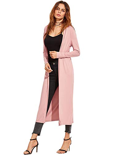 Verdusa Women's Long Sleeve Open Front Long Maxi Cardigan Longline Duster Coat A&Pink Xs #TOP3