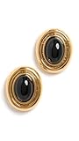Heaven Mayhem Prize Black & Gold Statement Earrings – Women’s Vintage-Inspired Gold-Plated Brass Earrings with Black Enamel, Lightweight Everyday Style for Pierced Ears