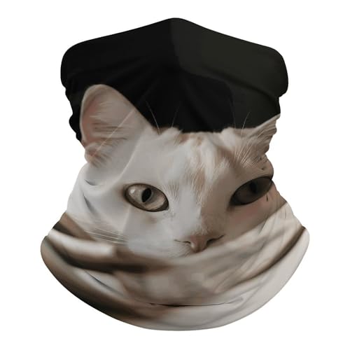 Neck Gaiter Wind-Proof Breathable Face Mask White Cat and Pile of Dollars Face Cover Sun Cooling Dustproof Mask Balaclava Bandana Headwear for Women Men Hiking Fishing miniatura 6