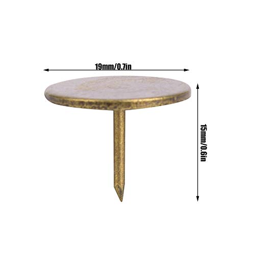 Jenngaoo 100 Stück Polsternägel, Flachkopf Reißnadel Sortimentssatz Möbel Nägel Eisen Künstlerbedarf Zubehör für Tür Sofa Polsterdekoration - Cyan Bronze(19 x 15MM)