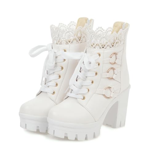 [XICREX] ���f�B�[�X �V���[�g�u�[�c ���[�X�A�b�v ���[�X �x���g�t�� �҂ݏグ ���q�[�� ���r 8cm �n�C�q�[�� ���� �z���C�g/���N�� �`�����L�[�q�[�� �����₷�� �� �� ������� 23.0 cm ���r �t�@�b�V���� �H�~