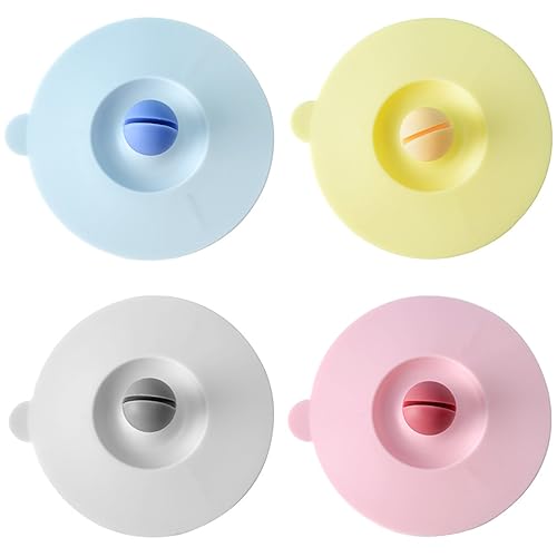 4 Piezas Tapa Silicona Vaso,Tapa Vasos,Tapas Silicona para Tazas,Antipolvo,Reutilizable,con Ranura...