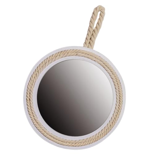 Abaodam Espejo Colgante para Baño de 40x40 Cm Cuerda Retro, Espejo Decorativo de MDF para Maquillaje y Decoración del Hogar, Adecuado para Dormitorio y Baño