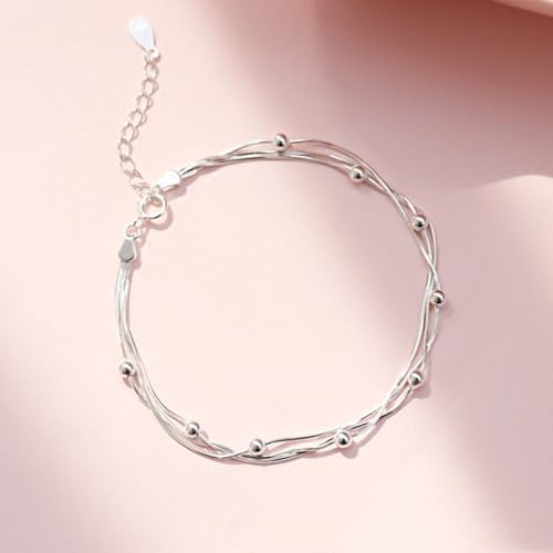 Bracelets en argent délicats chaîne d'os de serpent argenté S925 - 2