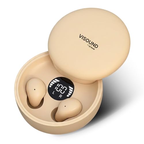 VISOUND Air Skin Tones Invisible Earbuds for Small Ears - Wireless Bluetooth 5.4 Skin-Matching Mini Stemless Ear Buds IPX5 Waterproof Crystal Clear Calls (Light Bisque)