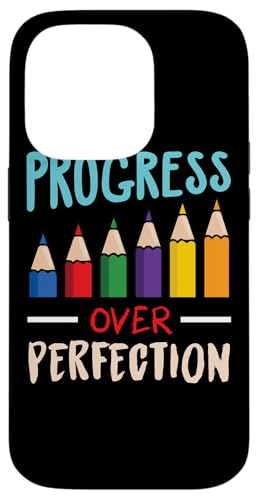 Back to School Teacher Motivational Progress Over Perfection �X�}�z�P�[�X iPhone 14 Pro �p