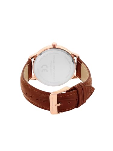 Image of French Connection Textured Grey Round Dial with Brown Leather Strap Watch - for Mens FCN0123BRL