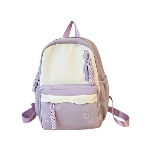 Mochila escolar de nylon ergonômica prática para adolescentes com design ergonômico, mochila escolar com vários compartimentos, Roxo, Mass Beauty