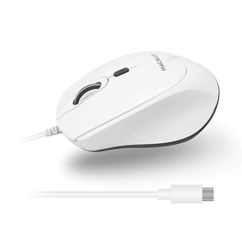 Macally USB C Wired Mouse and a USB C Mini Keyboard, Add Simplistic Apple Aesthetic to Your Office