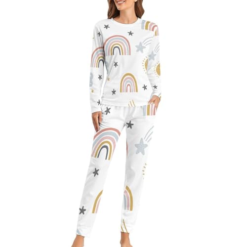 Pyjama femme ensemble étoiles arc-en-ciel respirant pour la nuit