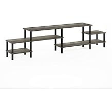 HomeStock Grand Entertainment Center for Tv Up to 80 Inch, Fits in Your Space, Sturdy On Flat Surface, Simple Stylish Design, Functional and Suitable for Any Room French Oak Grey/Black