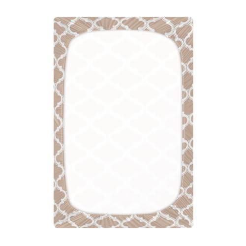 Image of Crib Sheet Breathable Soft Crib Mattress Sheet for Baby Toddler Boys Girls Fitted Crib Sheet Fit Standard Crib Mattress 52 x 28 Inch White Blush Pink Quatrefoil