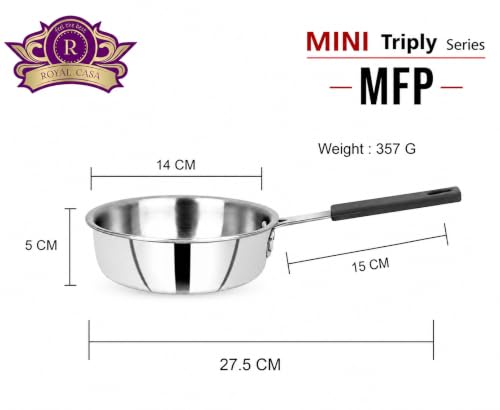 Image of Triply Stainless Steel Mini Fry Pan 14cm with 10 Year Warranty | Tadka Pan for Kitchen, Small Frying Pan, Vaghar & Chhonk Pan, Induction & Gas Stove Compatible