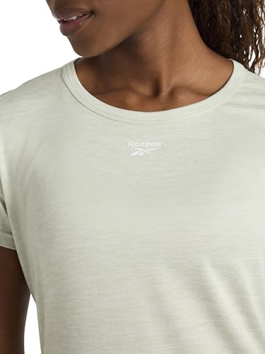 Reebok Women’s Off The Charts Performance Crewneck T-Shirt, Slim Fit, Lightweight Stretch Poly Jersey Fabric, Seafoam Heather, Large - image 4