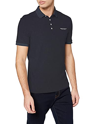 A｜X ARMANI EXCHANGE Men's Short Sleeve Contrast Logo Jersey Polo