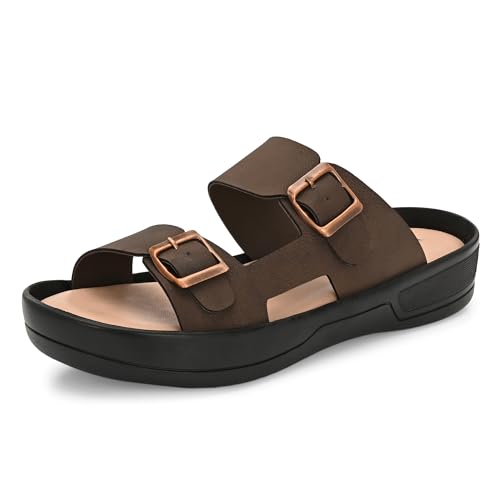 Image of KASTAVA KS 117 Comfortable Premium Synthetic Casual Sandals | Adjustable Buckle Closure | Lightweight Everyday Wear Sandals for Men