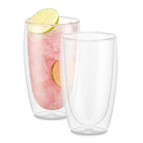 Bodum PAVINA Verres Double Paroi 2 pièces – Tasses Café 450ml – Gobelets Thermiques – Borosilicate Soufflé – Lave-Vaisselle