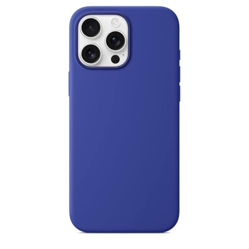 Coque silicone liquide pour iPhone 15 Plus bleu outremer avec aimant intégré