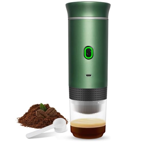 IJSDNVJNDX Cafetera Expreso Portátil Inalámbrica, Eléctrica, para Camping, con Cápsulas en Polvo, para Viajes, Color Verde.